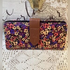 Floral Wallet with Brown Accent